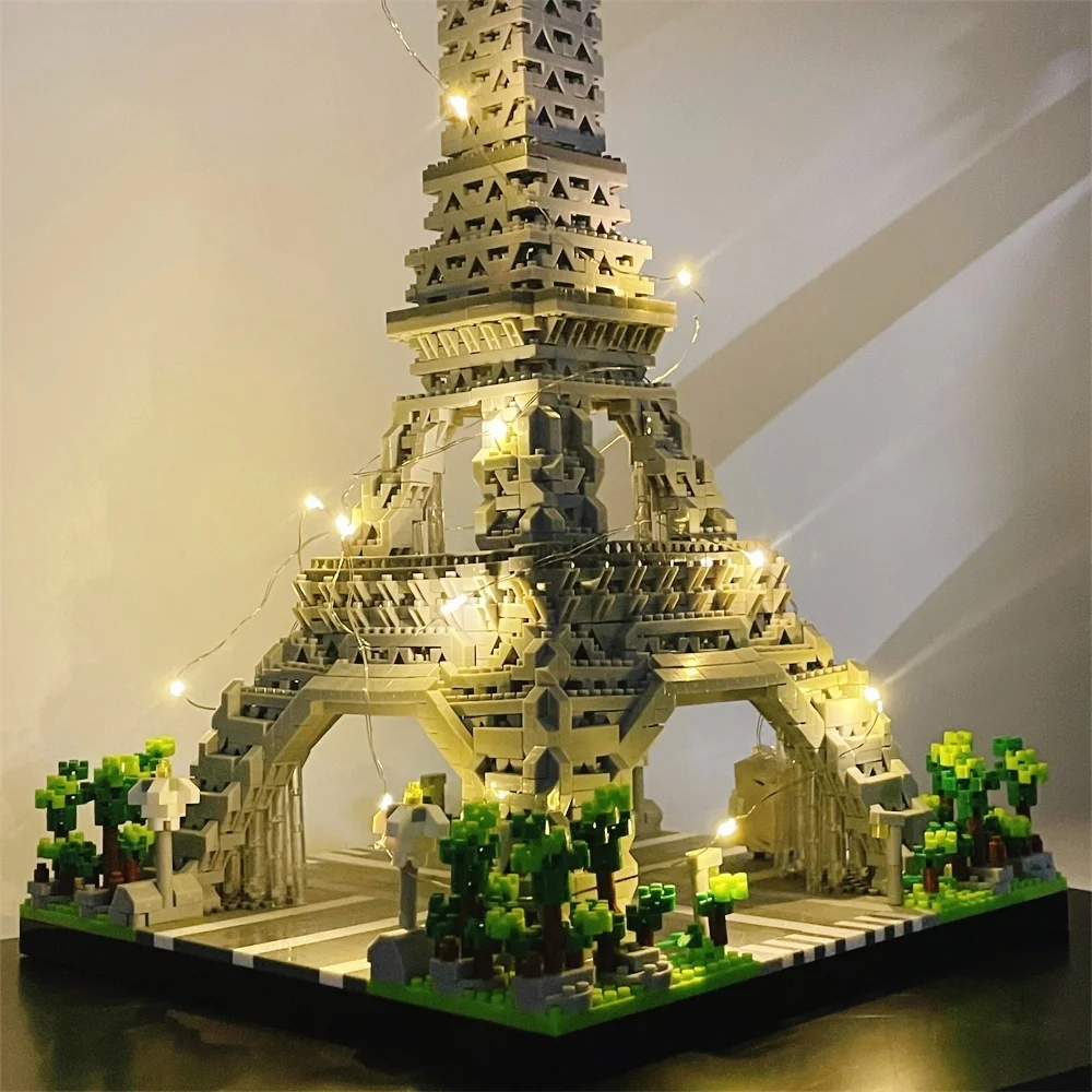 Knew Built Exquisite Paris Eiffel Tower Micro Mini Building Blocks Toys Set: LED Illuminated, Perfect Gift Illuminate Your World 4