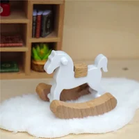 Wooden Horse Rocking Horse 1:12 Dollhouse Ornaments Mini Wooden Horse Model Fairy Garden Doll Decorative Accessories 3