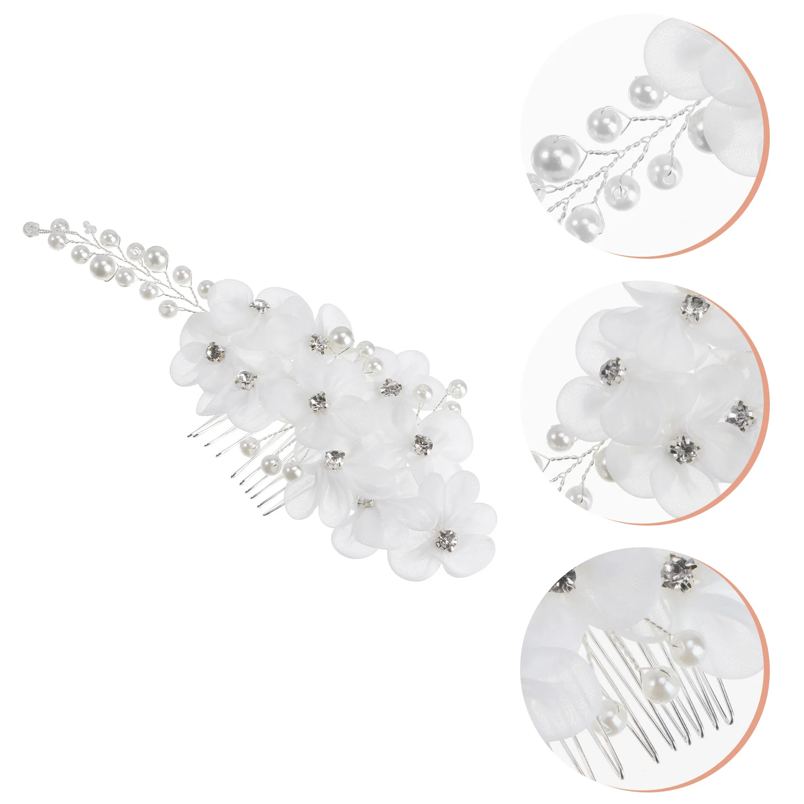 

Hair Barrettes Pearl Hairpin Rhinestones Flower Comb Bridal Women Accessory Miss