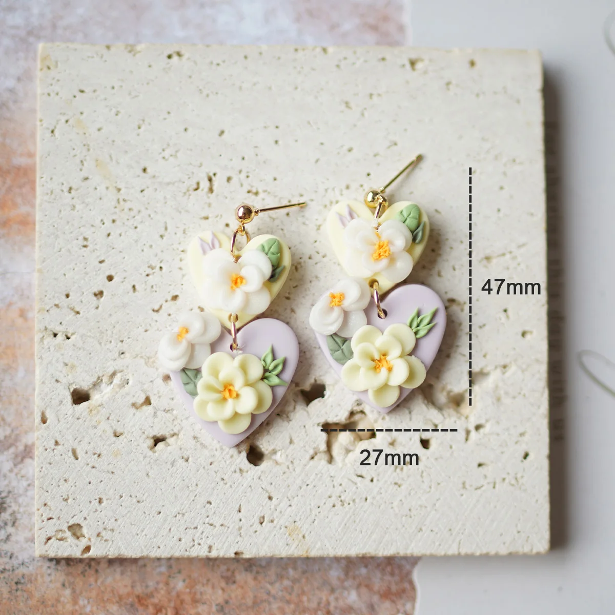 Flower Earrings Fashion Delicate Romantic Vintage Cluster Floral Multi Hearts Shapes Polymer Clay Earrings For Women