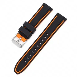 Enhanced Title: Dual - Color Quick Release Waterproof Silicone Watch Strap - 26mm (Black orange)