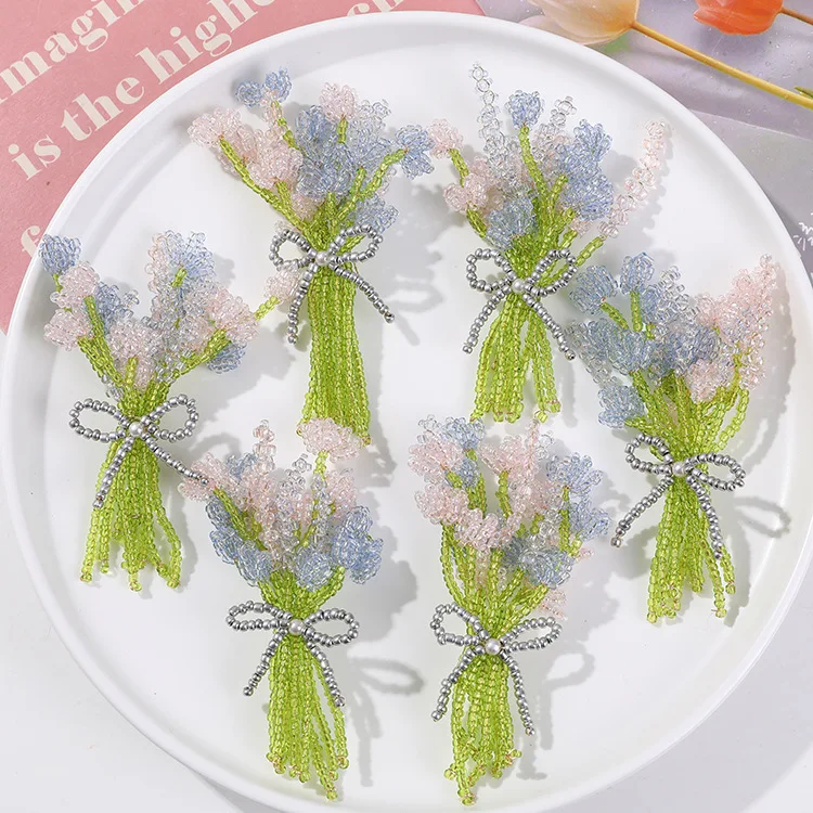 

2 шт. лесной стиль ретро Лаванда тюльпан двухцветный букет Сделай Сам плетеные заколки для волос ручной работы аксессуары для волос и наушники