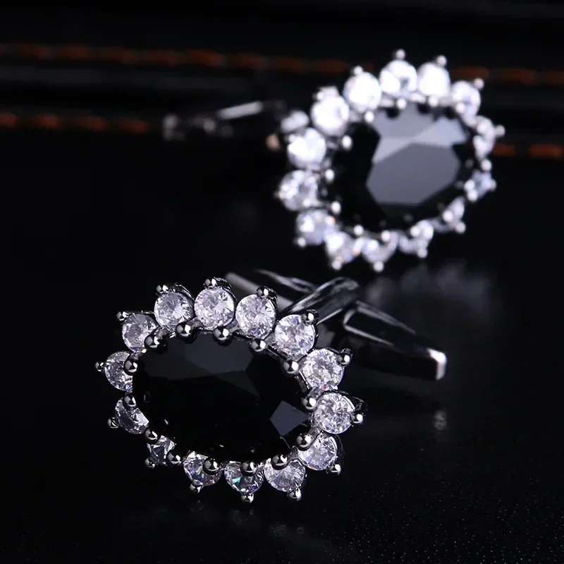 Men's Luxury Rhinestone Crystal Cufflinks French Shirt Cuff Links Men Business Banquet Cocktail Party Wedding Anniversary Gifts mens cufflinks