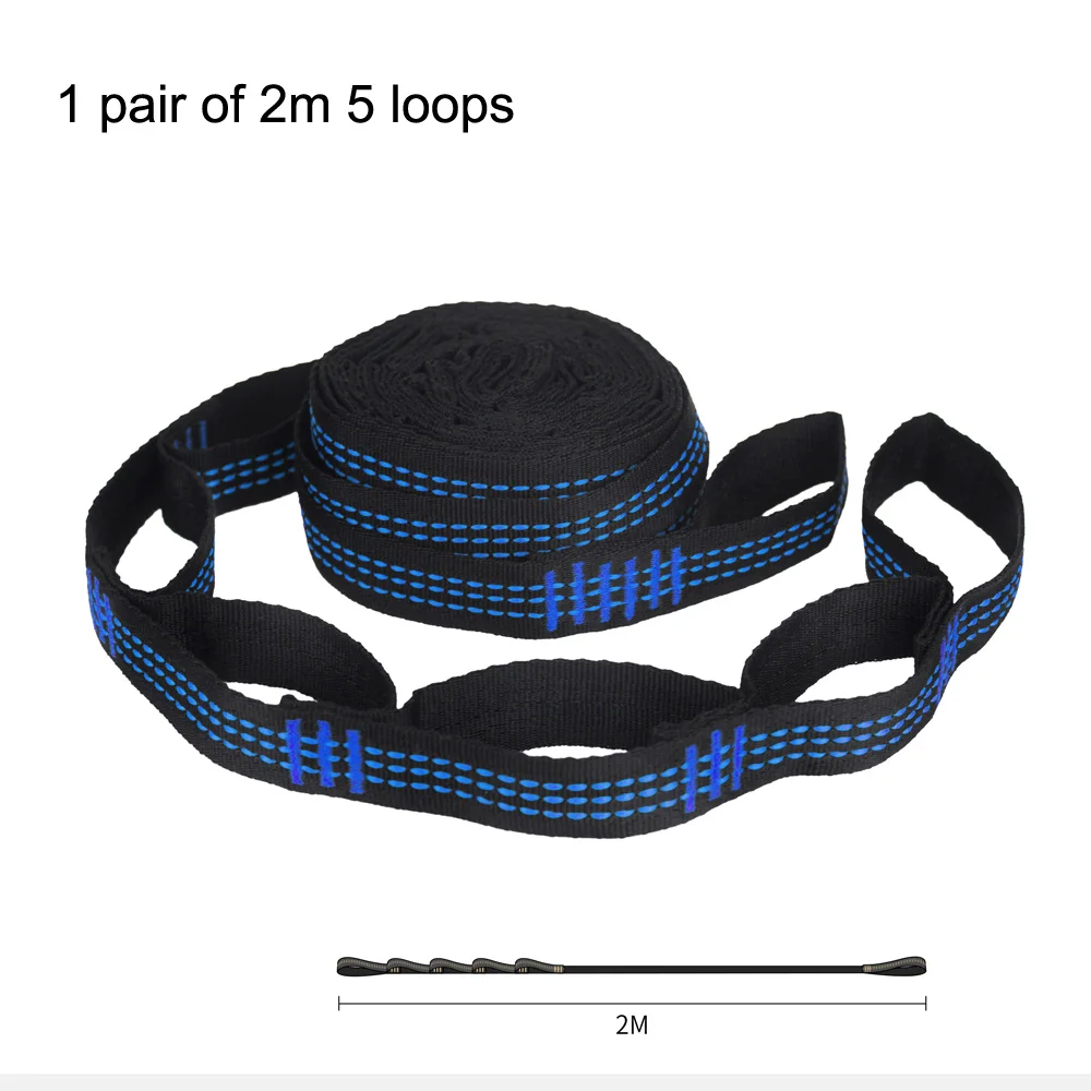 Pair of Special Reinforced Polyester Hammock Straps 2 Meters 5 Loops Adjustable Tree Hanging Belts Hammock Ropes hammock straps hammock rope hammock fittings