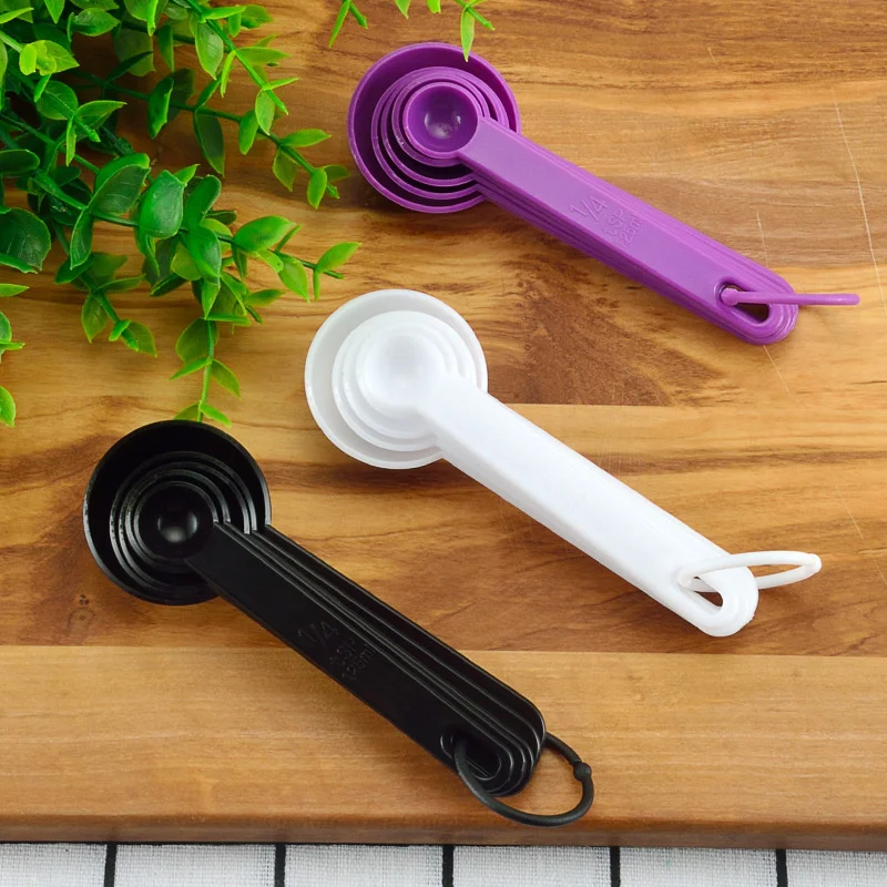 5Pcs/set 3 Colors Kitchen Measuring Spoon Coffee Teaspoon Sugar Scoop Baking Cooking Kitchen Measuring Cups with Scale Tools kitchen measuring spoons,measuring spoon set,measuring cup and spoon set
