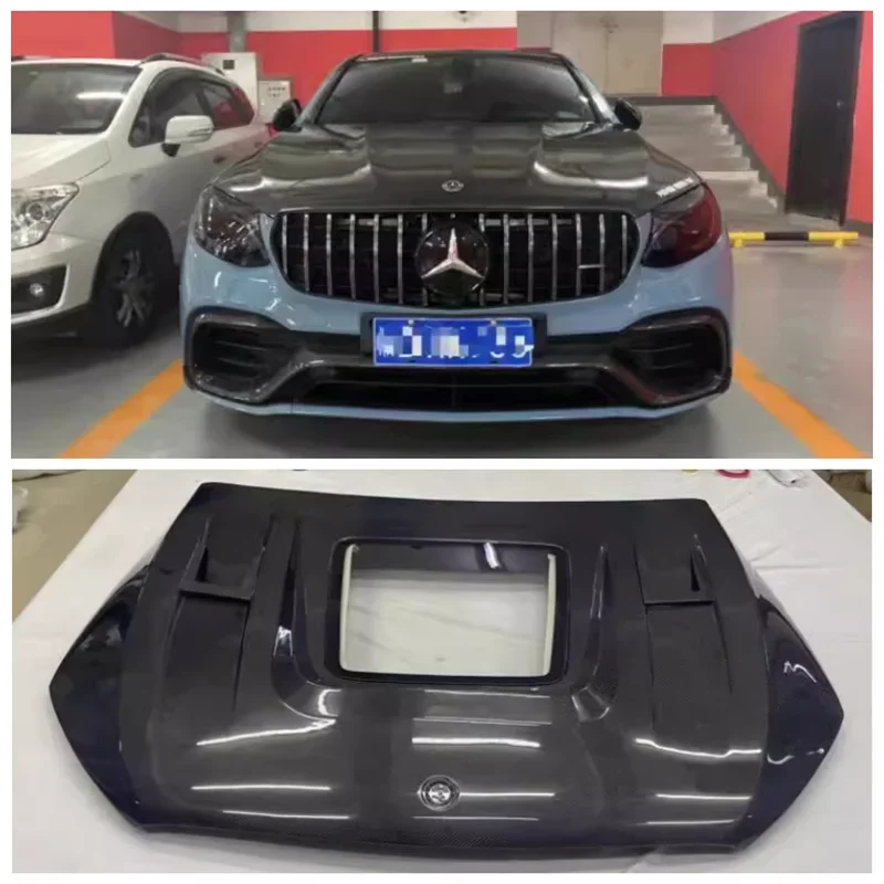 

For Mercedes-Benz GLC260 GLC43 GLC63 Coupe 2017-2021 High Quality Carbon Fiber Car Front Bumper Engine Hood Vent Spoiler Cover