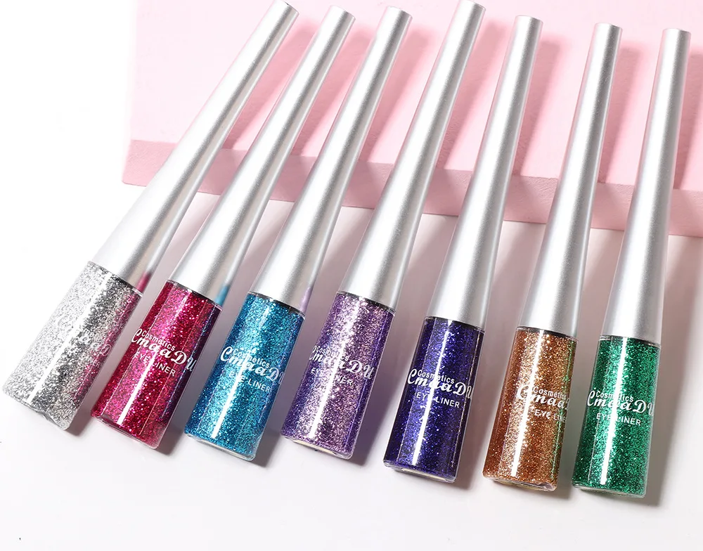 CmaaDu Rich Colour Liquid Eye Liner Pigment Silver Highly Glitter Waterproof Long-Wearing Precise Eyleliner Cosmetic Makeup liquid eyeliner