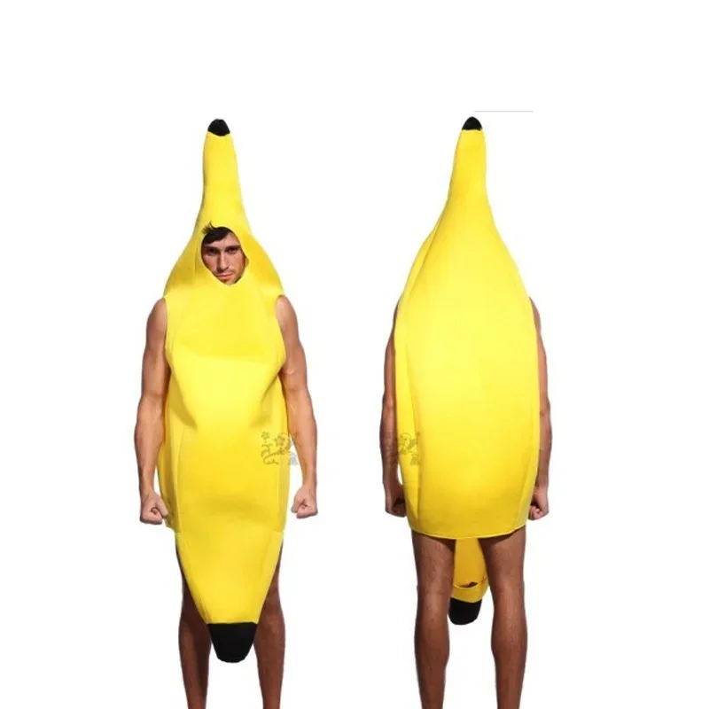 Adult Unisex Funny Banana Suit Yellow Costume Light Halloween Fruit Fancy Party Festival Dance Dress Costume