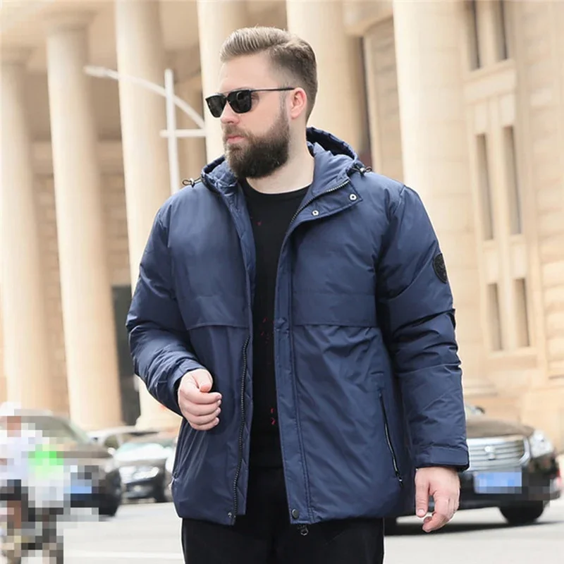 Men's Plus Size Hooded Snap Down Jacket