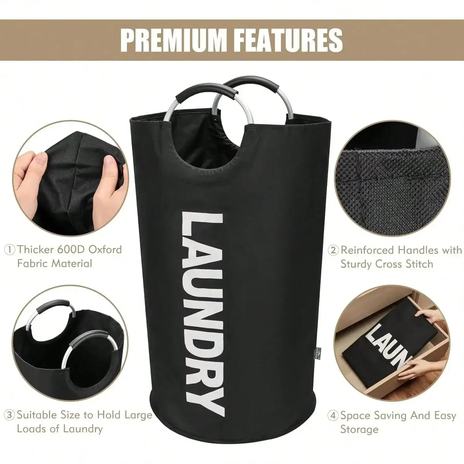 115L Large Laundry Basket Foldable Fabric Laundry Basket Foldable Sturdy Handle Bag Waterproof Clothes Bucket Dirty Cloth Bag 3