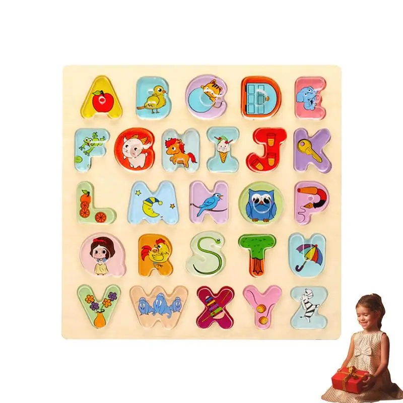 

ABC Puzzles Wooden Puzzles For Kids Ages 4-8 Alphabet Puzzles With Puzzle Board Kindergarten Set Preschool Letter Blocks