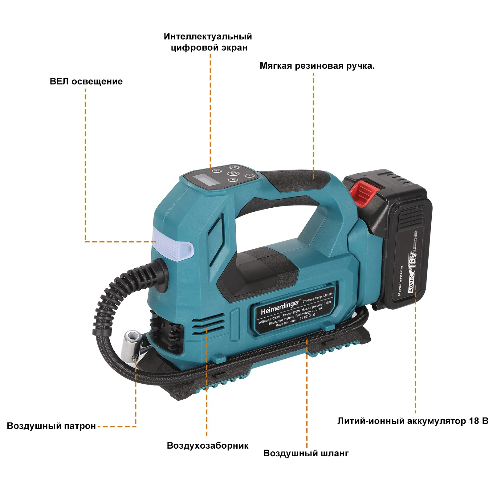 Air Compressor Heimerdinger Cordless Tire Inflator For Makita 18V