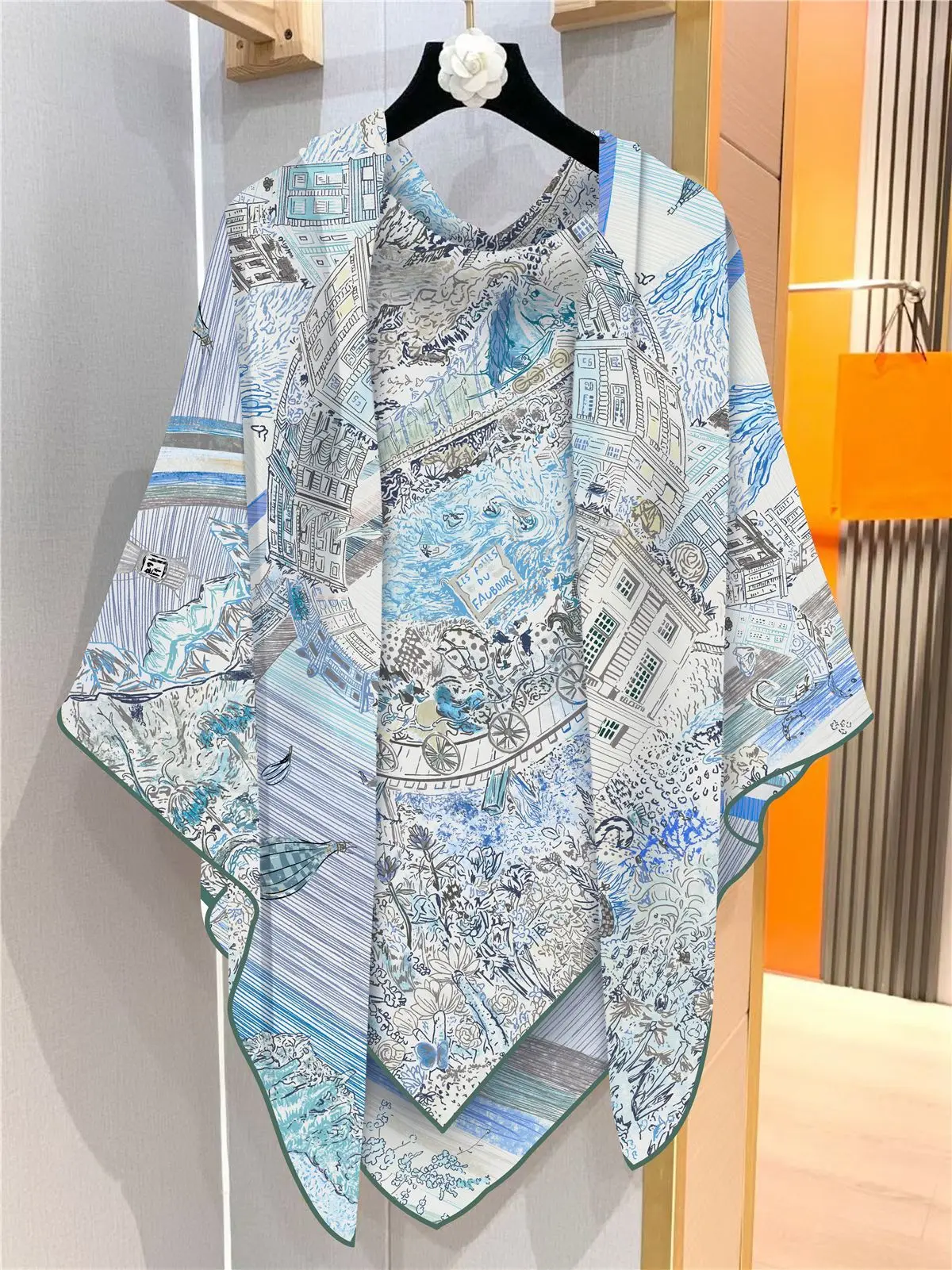 130Cm Winter New Fubao Dream Versatile Imitation Silk Hairy Girl Travel Shawl Warm Scarf Decorative Large Square Scarf