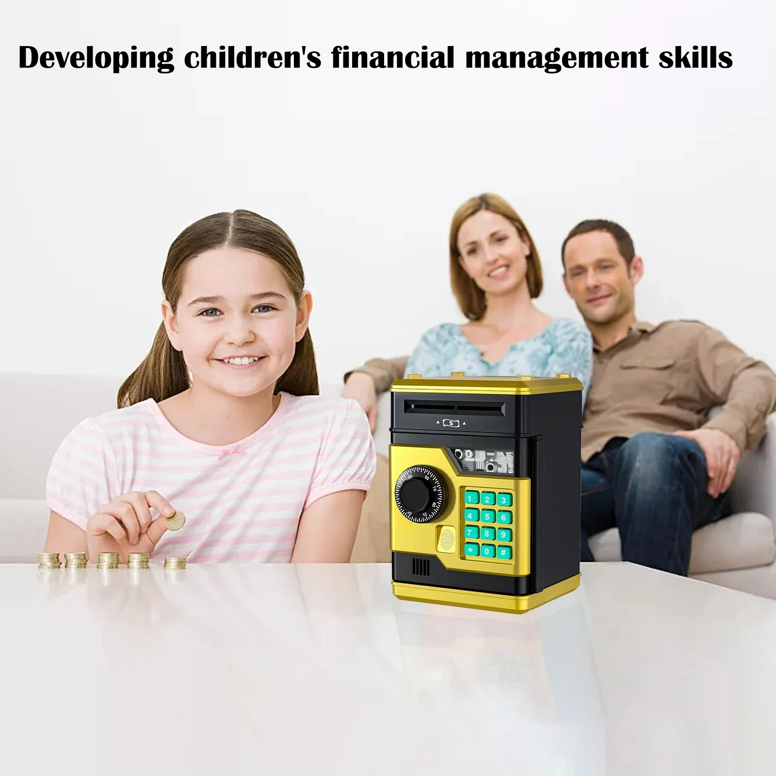 Electronic Piggy Bank Automatic Mini Safe Coins Cash Saving Money Box Password Counter Code Key Lock Coin Bank ATM Child Gift 5