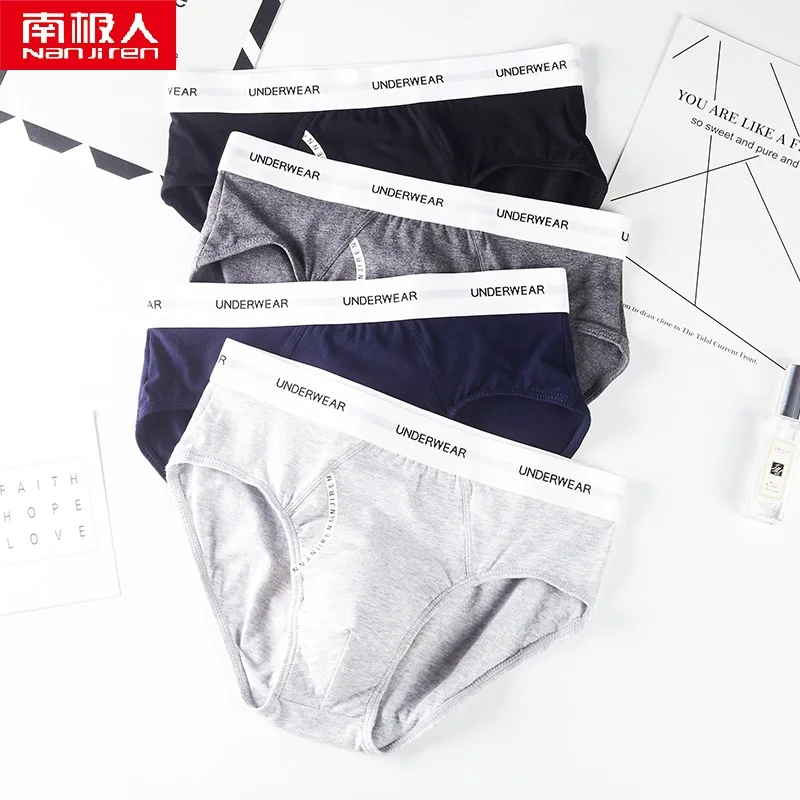 Nanjiren 4pc Men Brief Pure Cotton Wear Resitance Underwear Solid Light Thin Breathable Underpant Soft High Elsatic Male Panties