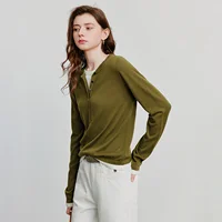TOYOUTH femmes chemise tricotée 2025 automne nouveau rétro couleur contraste épissage faux deux pièces pull bas hauts 3