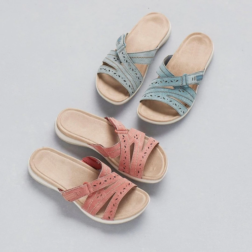 

Women Open Toe Slippers Comfortable Flat Flip Flops Cross-tied Slides Slippers Slip on Sandals Summer Outdoor Shoes
