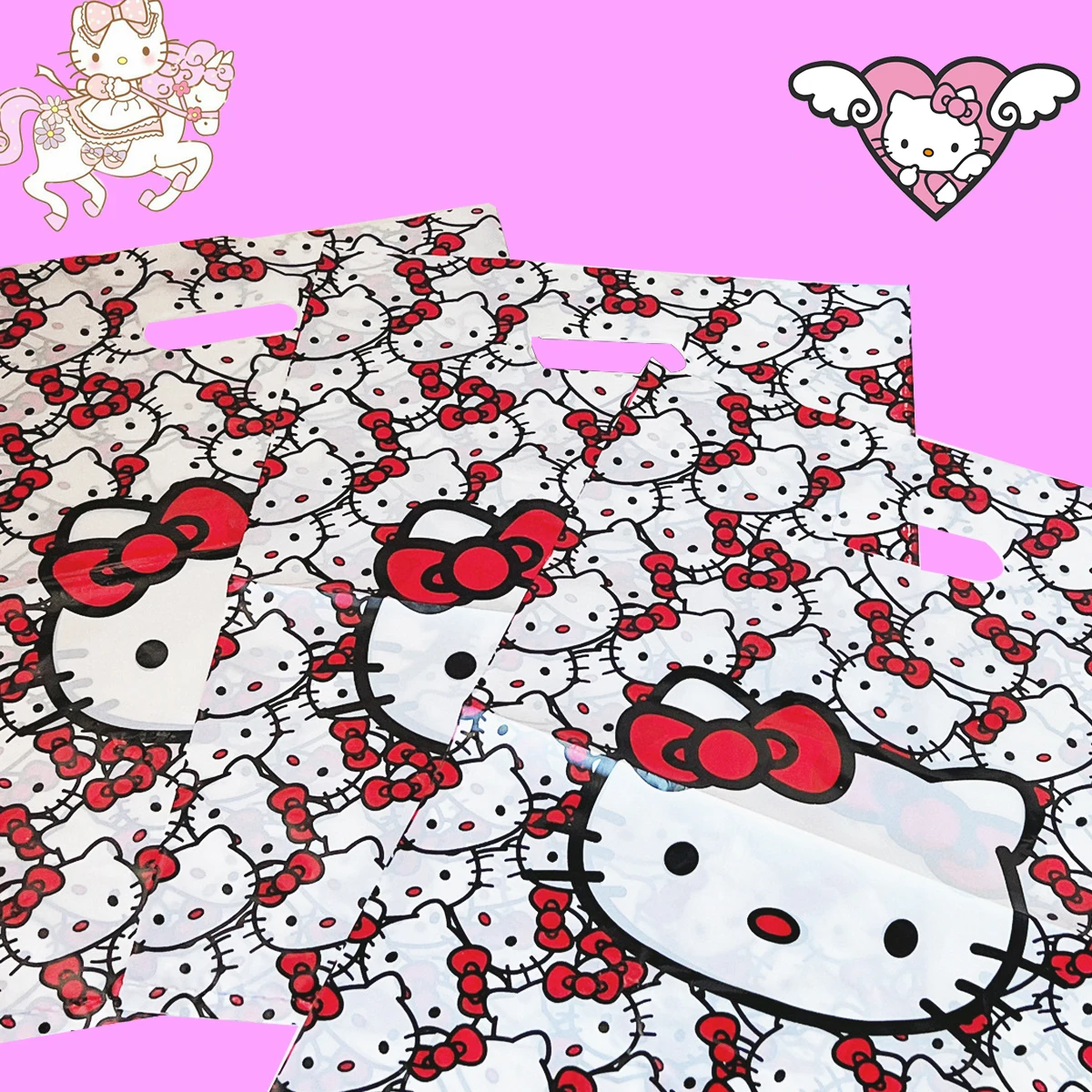 10Pcs Hello Kitty Plastic Bags Packing Kawaii Anime Sanriord Gift