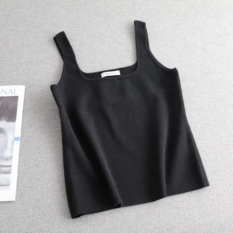 Fashion Deep Square Collar Vests Summer New Fashion Sexy Women's Crop Tops Sling Vest Camis