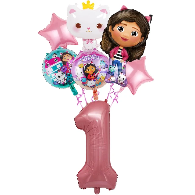 Gabby DollHouse decorazioni di compleanno palloncini con numeri da 32  pollici Set a tema per gatti fornitura decorazioni per feste Gabbys Doll  House