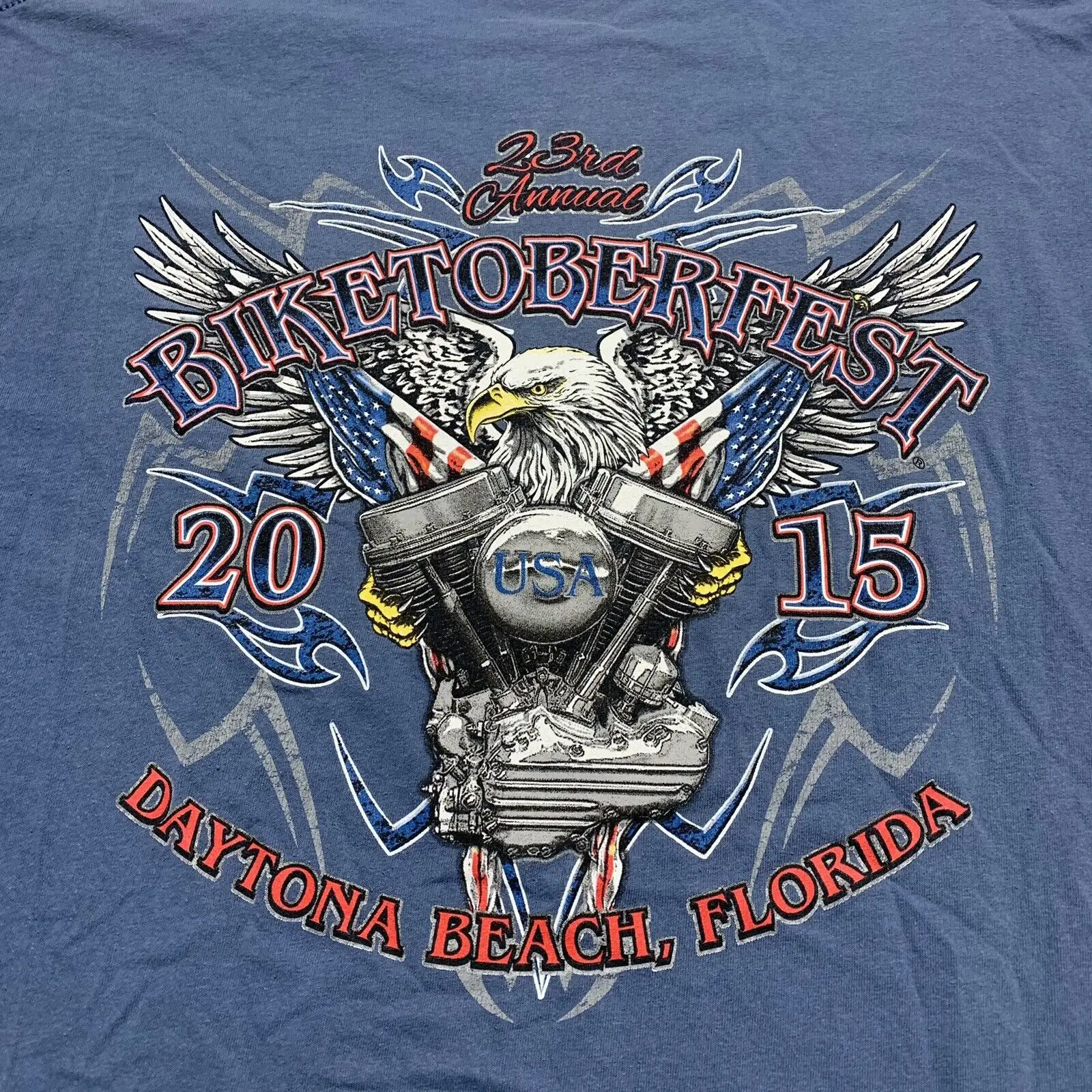 2015 Daytona Beach Biketoberfest T-Shirt Panhead Motor Eagle Usa Flag Uomo Xl Maniche Lunghe