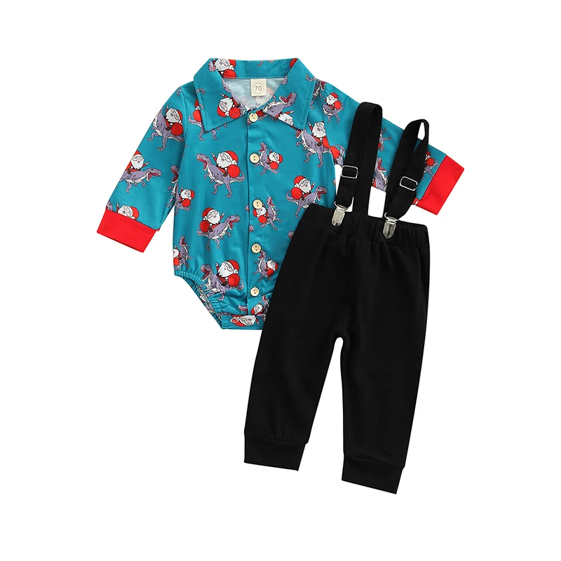 2022 Newborn Christmas Baby Boys Overall Set, Santa Claus Romper with