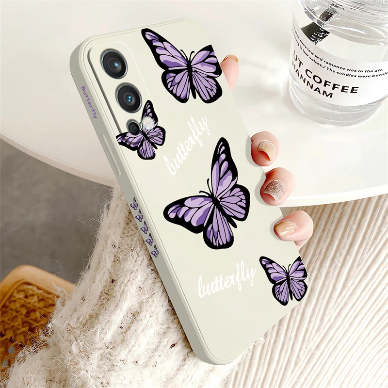 Purple Butterfly Flowers Pattern Shockproof Silicone Phone Case - Soft Protective Cover