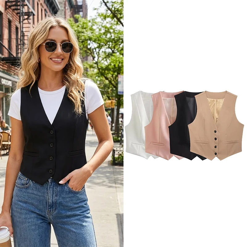 Willshela, moda para mujer, chalecos lisos de un solo pecho, chaleco Vintage sin mangas, chaquetas femeninas elegantes para mujer, camisetas sin mangas