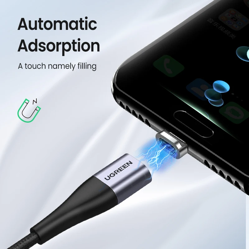 Ugreen Magnetic Type C Cable 3A Fast Micro USB Charging Data Cable