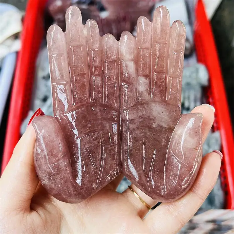 

Natural Labradorite Two Hands Carving Crystal Carved Hands Healing Gemstone Sculpture Energy Decoration Gift 1Pcs