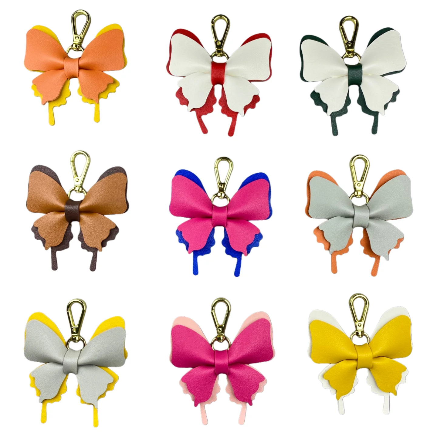 Elegant 3D Leather Butterfly Charm with Detachable Keyring Accessory