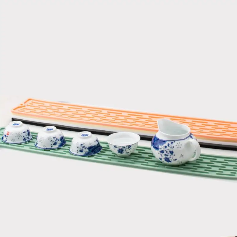 55cm Silicone Tableware Cushion Anti Slip Sink Mat Faucet Absorbent Mat Sponge Cup Dish Drying Tray Kitchen Specialty Gadget