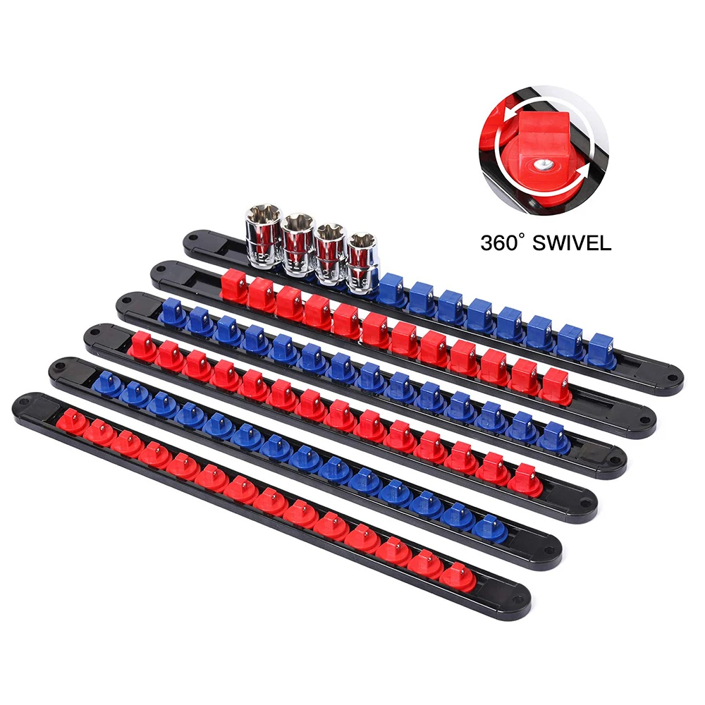 JIYOSE 3/8" Drive Socket Organizer Rail - Heavy Duty ABS Clip Holder For Metric & SAE Sockets - View #10