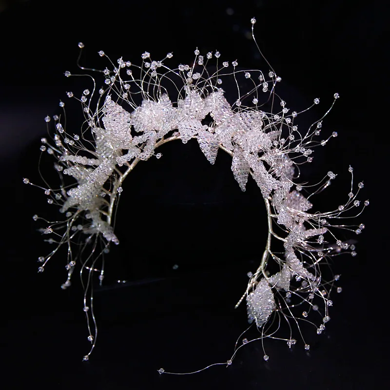 Jewelry Accessories Hair Accessory Hair Headdress Bridal Headwear Hair Band Crown Luxury Crystal Beads Floral Bridal Headpiece Baroque Crown Wedding Hair Jewelry Pageant Rhinestone Diadem Headband Hair Ornament