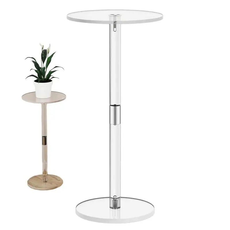 

Acrylic Drink Table Clear Small Round End Table for Drinks Modern Living Room Side Table for Drinks Snacks Phones Coffee Drink