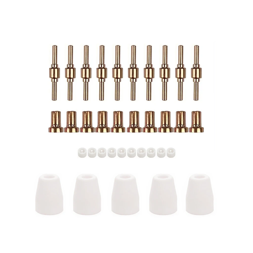 

35Pcs PT31 Plasma Cutter Nozzle Tip Electrode Gas Ring Kit Consumables Accessories CUT 30 40 50 Welding Tools