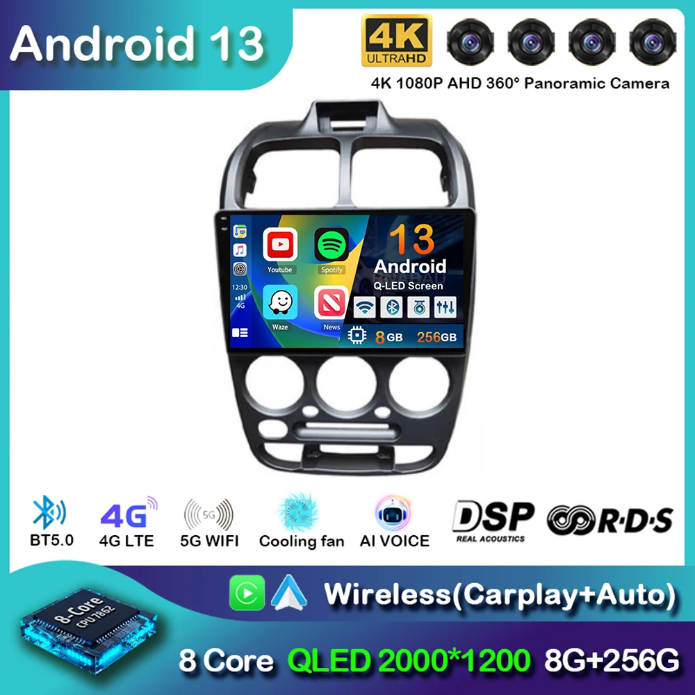 

Автомагнитола Carplay для Hyundai, мультимедийный видеоплеер с поддержкой Wi-Fi и 4G, GPS-навигацией, Android 13, для Hyundai Verna Accent 1999-2012