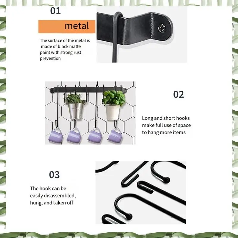 Coffee Mug Holder For Wall 17-Inch Coffee Bar Cup Hanger Hooks Hanging Cup Rack Storage Organizer 2Pcs Durable