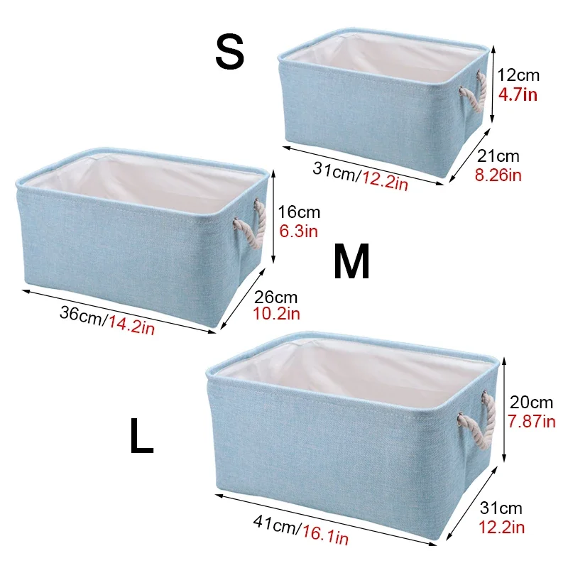 Foldable Linen Fabric Storage Baskets Kids Toys Organizer Clothes and Sundries Storage Box Laundry Basket 4
