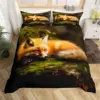 Fox Duvet Cover Set Animal Fox Bedding Set Full Size Cute Animal Pattern Printed Comforter Cover Sets for Kids Teenagers Adults 5