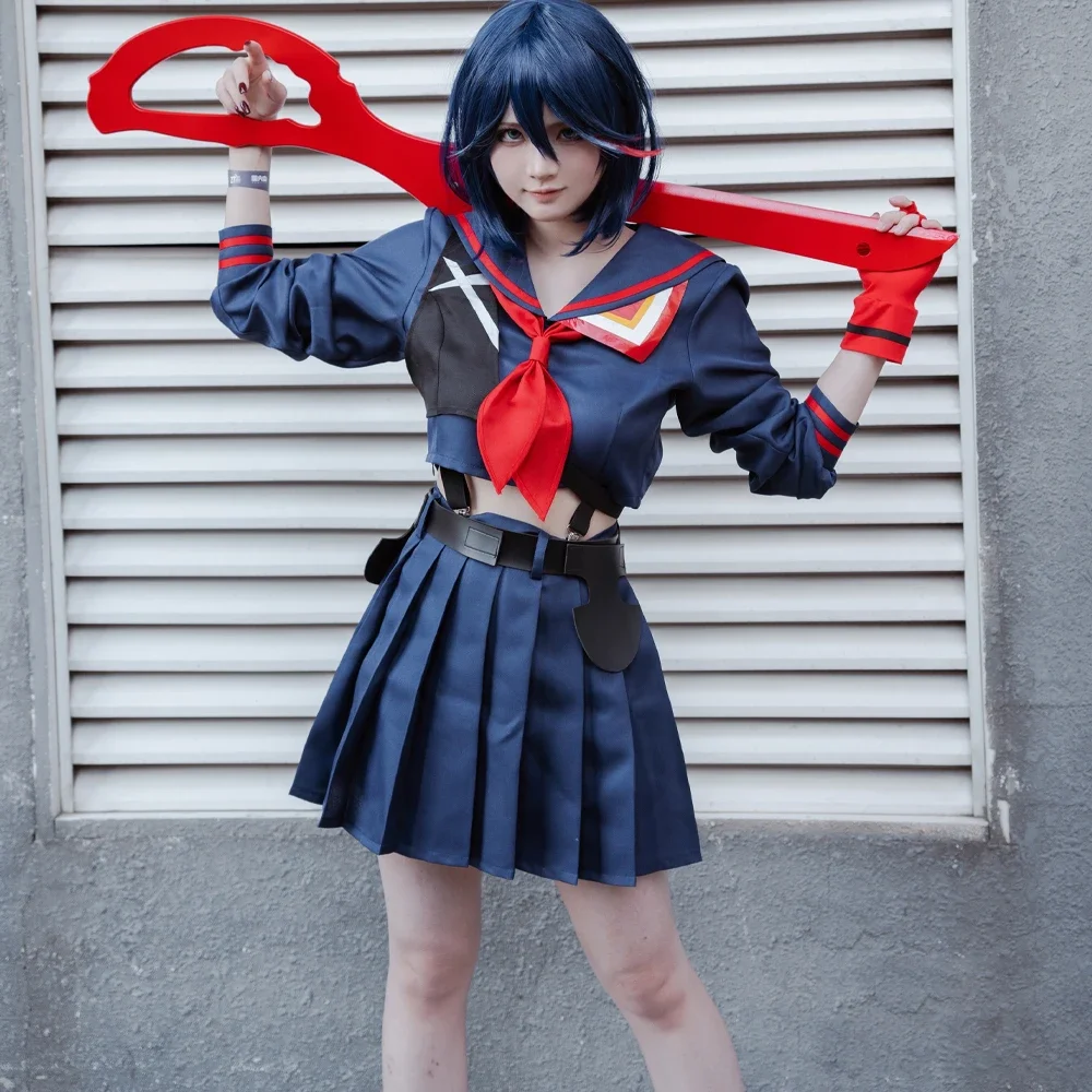 

KILL La KILL Matoi Ryuuko Cosplay Costumes Japanese Anime Party Halloween Costume for Women Girls Tops Skirt Suits Wig