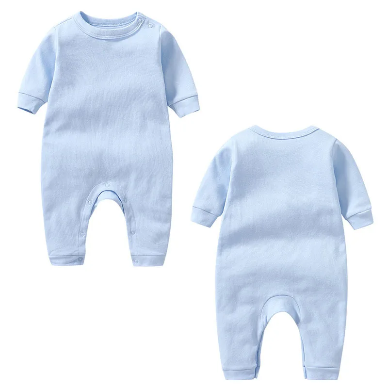 Cotton New Born Baby Jumpers Rompers Girls Growing Boys Sleepsuits One-Pieces Solid Jumpsuits Long Sleeved