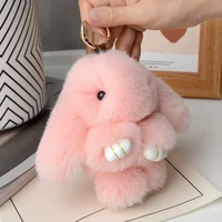 ZAKOL 15cm Fluffy Rabbit Fur Pompon Bunny Keychain Soft Cute Rabbit Toy Key Chain Bag Decoration Accessories Gift for Girls 2