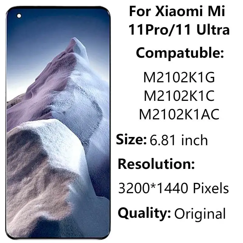 

6.81 " AMOLED For Xiaomi Mi 11 Ultra Mi 11 Pro M2102K1G M2102K1C M2102K1AC LCD Display Touch Screen Digitizer Assembly Parts