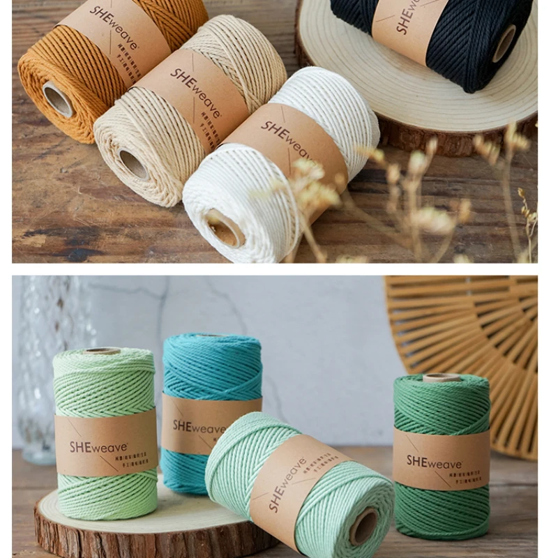 손으로 짠 코튼 스트링 꽃 랩, Zongzi 소재 꼰 로프 원사, 컬러 파인 코튼 로프, DIY 로프, 100m, 2mm