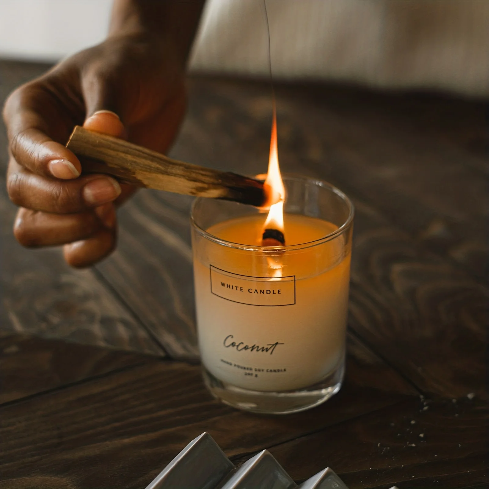 Candle Making Wick 100 pcs Wooden Candle Wick Wood Smokeless Crack Wood Wick with 50 pcs Iron Frame 60 pcs Glue Dots 50 pcs Warning Label candle wick candle wicks