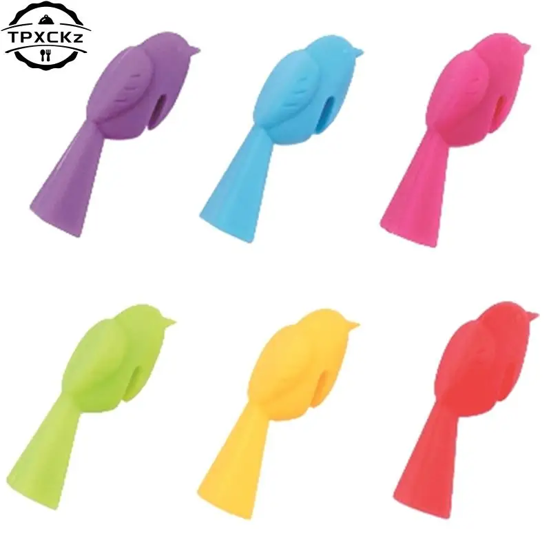 6PCS Multicolor Bird Shape Wine Glass Markers Drinking Cup Identifier Sign Mark Food Grade Silicone Party Supplies Drink Charms