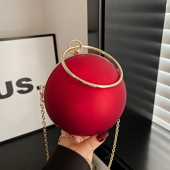 Borsa con manico ad anello in metallo Pochette da sera rossa moda Borsa da sposa Lady Cute Mini Basket Borsa a tracolla in acrilico Donna