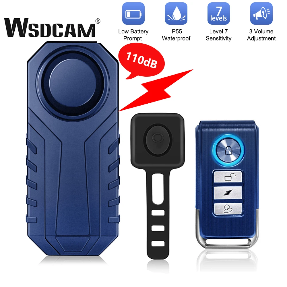 Wsdcam Electric Bike Alarm Remote Control Waterproof Bicycle Alarm
