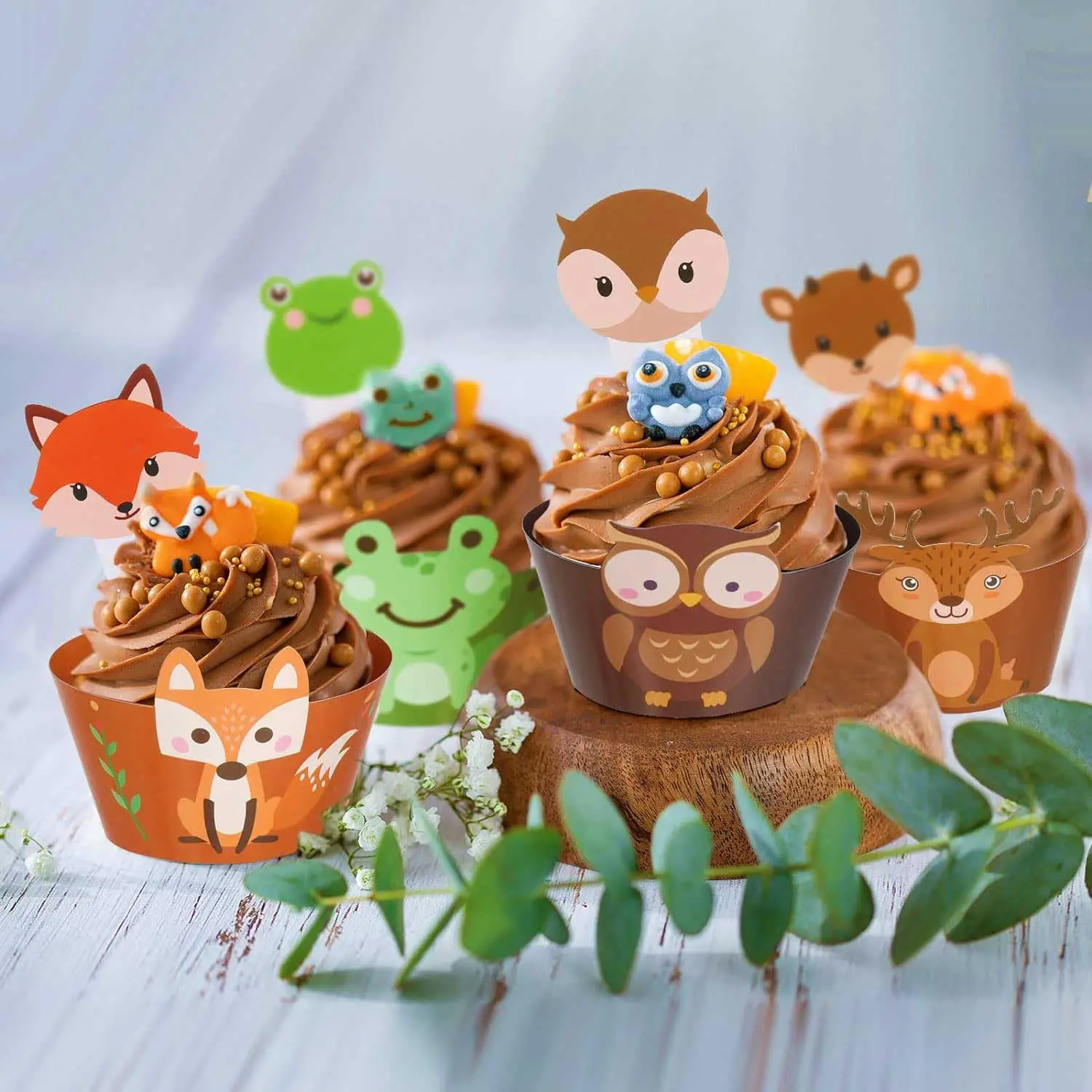 10pcs Owl Cupcake Toppers - Woodland Cake Decorations For Baby Showers & Birthday Parties